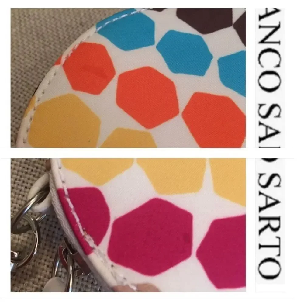 Franco Sarto Round Coin Purse Key Fob Bright Dots